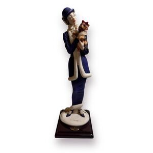 Giuseppe Armani Figurines "Lady with Dog" Yorkie Florence Italy 1987 #0421C Rare